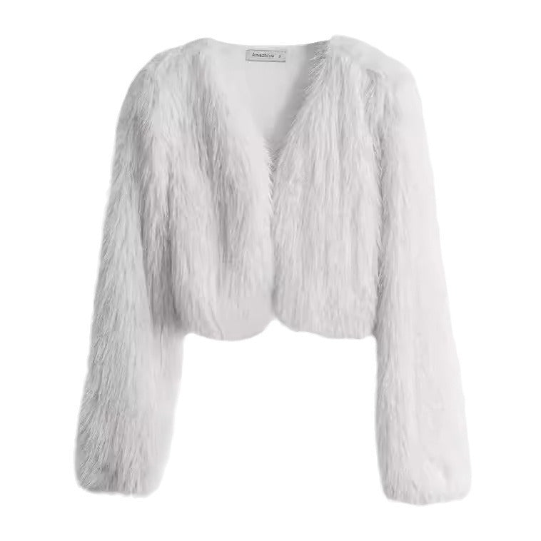 Damen Flauschige Kurzjacke mit offenem Schnitt EB