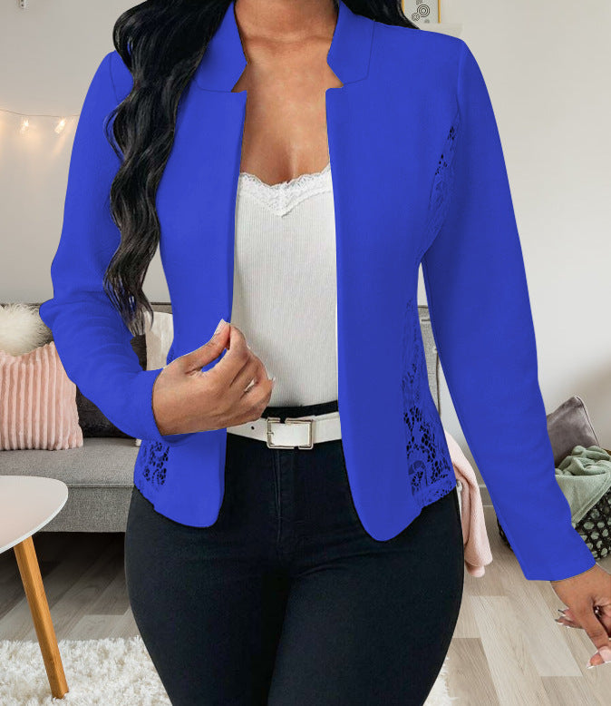 Damen Elegante Blazerjacke mit feinen Häkelverzierungen EB