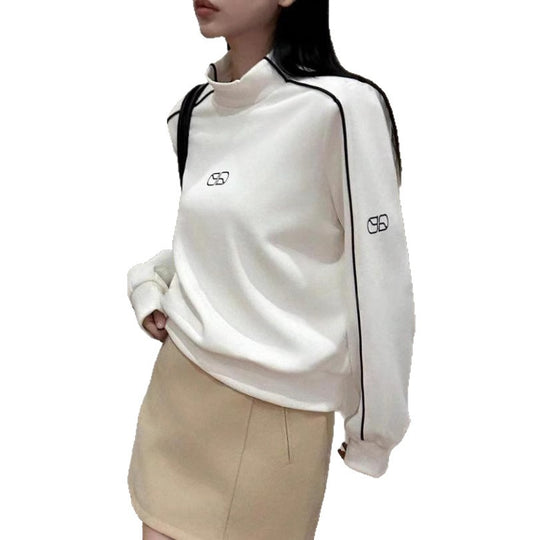 Damen Sportlicher Turtleneck-Pullover mit Kontrastnähten EB