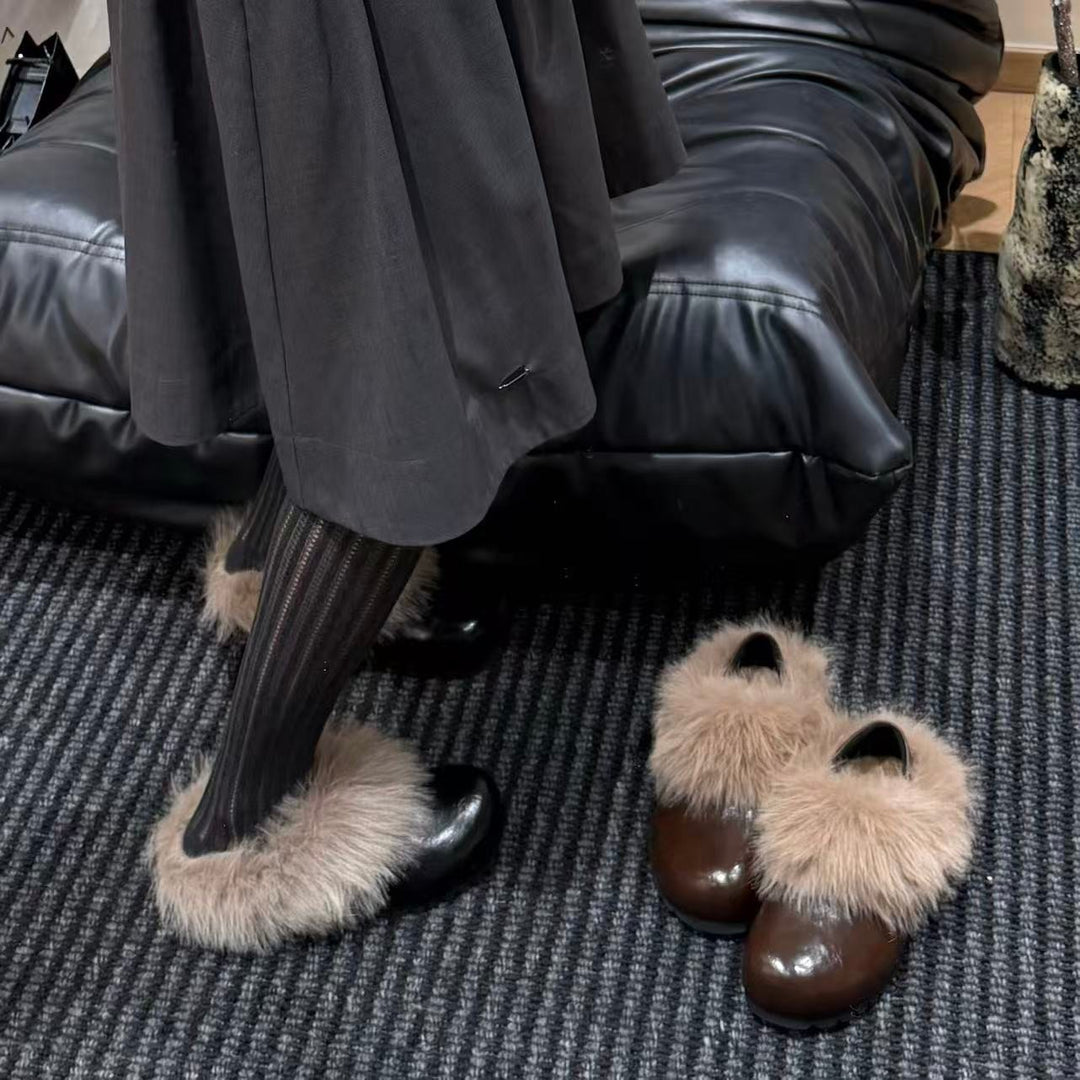 Damen Komfortable Clogs mit warmem Fellkragen und rutschfester Sohle EB