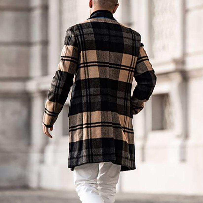 Herren eleganter Karomantel mit klassischem Schnitt und doppelter Knopfleiste EB