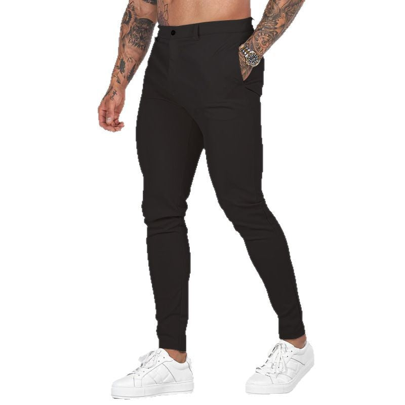 Herren elegante Slim-Fit Chinohose mit elastischem Bund und praktischen Taschen EB