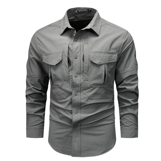 Herren nan strukturiertes Overshirt aus atmungsaktivem Ripstop mit zwei Klappbrusttaschen EB