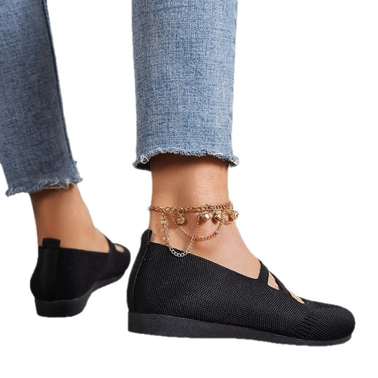 Damen Geflochtene und atmungsaktive Ballerinas EB