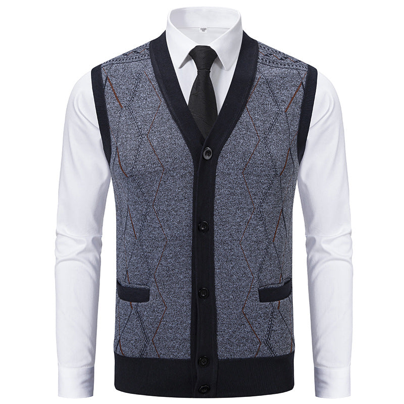 Herren modische Strickweste mit raffinierten Mustern und praktischen Taschen EB