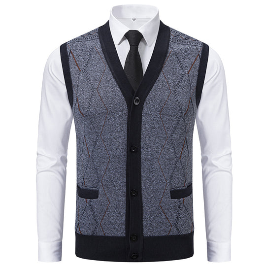 Herren modische Strickweste mit raffinierten Mustern und praktischen Taschen EB