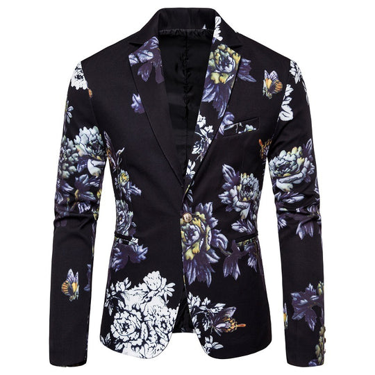 Herren eleganter Blazer mit floralen Mustern und strukturiertem Design EB
