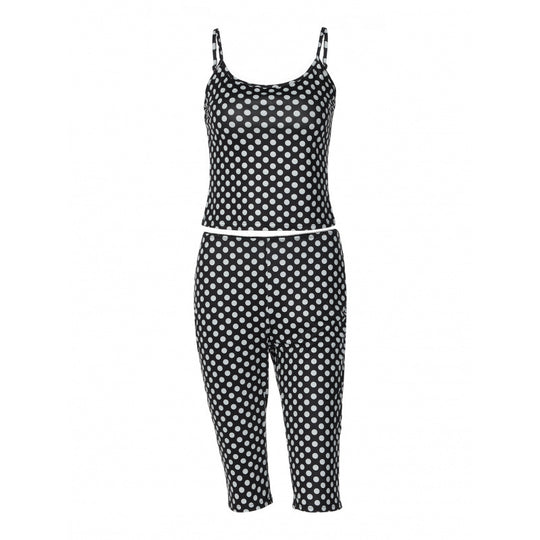 Damen modisches Polka-Dot-Outfit Set mit Crop-Top und knöchellangen Leggings EB