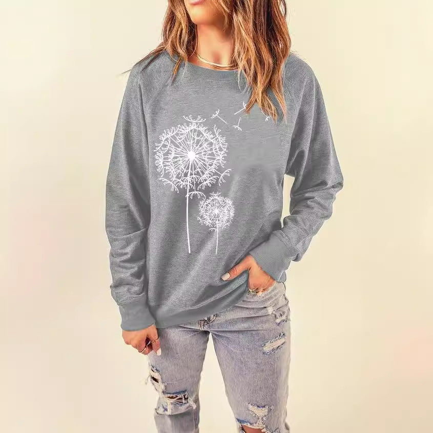 Damen Sweatshirt mit elegantem Pusteblumen-Motiv EB