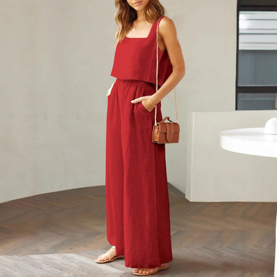 Damen luftiges Zwei-teiliges Ensemble mit lockerem Schnitt EB