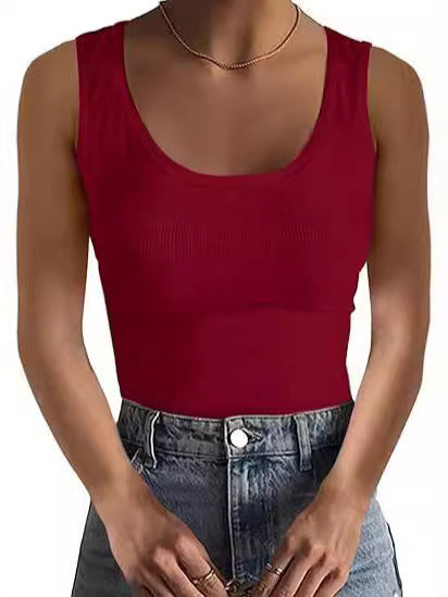 Damen figurbetontes Ripptop mit breiten Trägern und angenehmem Abschluss EB