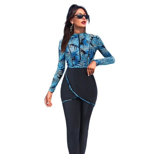 Damen Eleganter Surfanzug mit langem Arm und Wickelrock EB