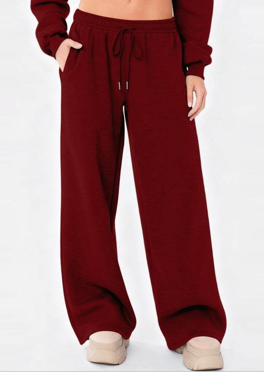 Damen nan weite Loungehose mit hohem Komfortbund, elastischem Tunnelzug und seitlichen Eingrifftaschen EB