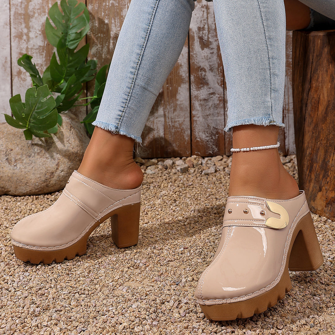 Damen Hochwertige Clogs mit Holzsohle EB