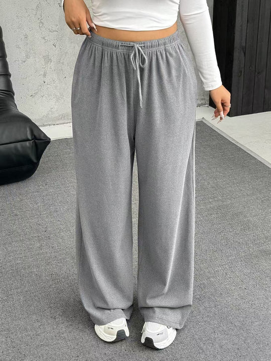Damen nan weite Relaxhose mit hohem Bund elastischem Kordelzug und weitem Bein EB