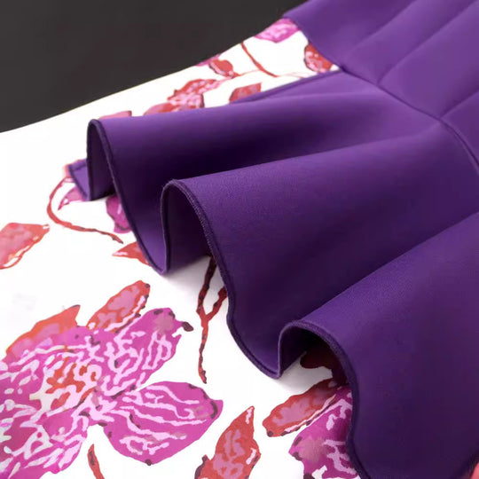 Damen elegantes Kleid mit asymmetrischem Rüschendesign und floralen Mustern EB