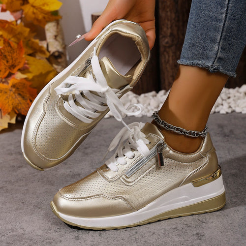 Damen Sneaker mit atmungsaktivem Obermaterial und seitlichem Reißverschluss EB