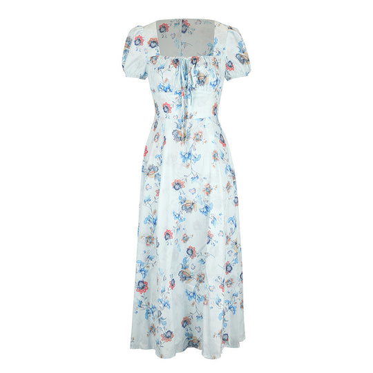 Damen Maxikleid mit raffiniertem Blumenprint und taillierter Silhouette EB