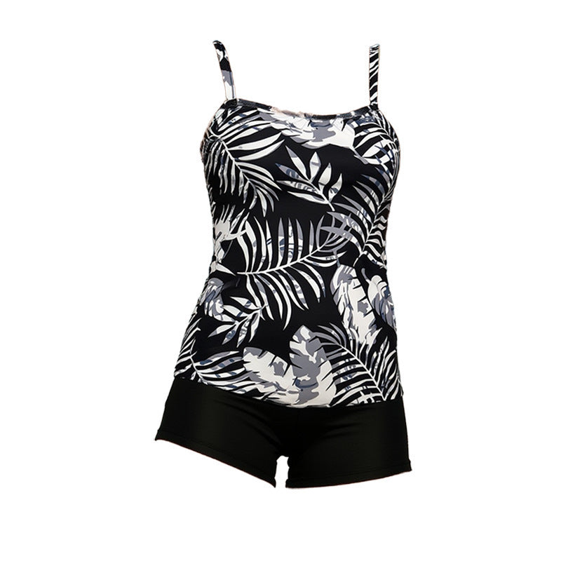 Damen Tankini Set mit floralem Oberteil und hoher Shorts EB