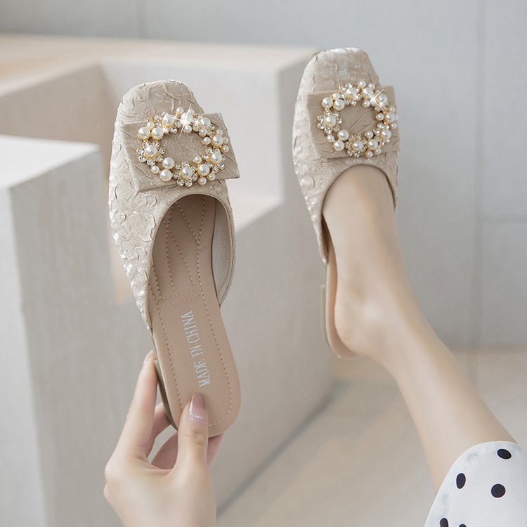 Damen elegante Mules mit Schmuckdetails EB