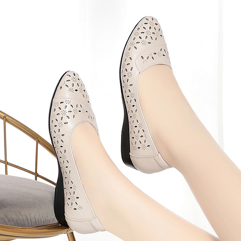 Damen Ballerinas mit filigranem Lochmuster und bequemem Fußbett EB