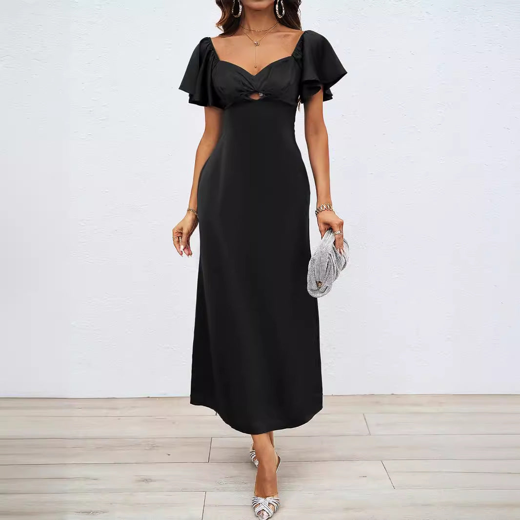 Damen Maxikleid mit schulterfreiem Design und eleganten Rüschendetails EB