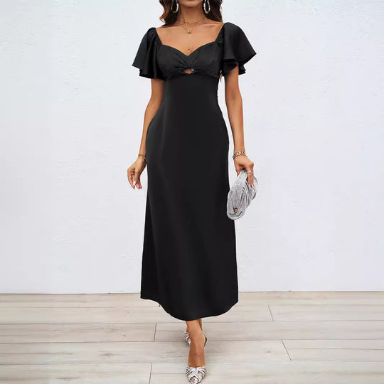 Damen Maxikleid mit schulterfreiem Design und eleganten Rüschendetails EB