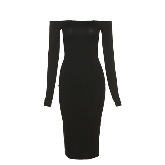 Damen Figurumspielendes Midikleid mit schulterfreier Silhouette EB