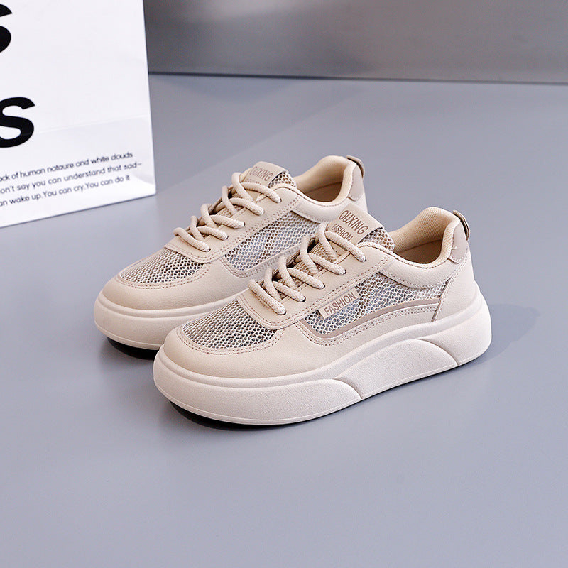Damen modische Sneakers mit atmungsaktiven Mesh-Einsätzen und hoher Laufsohle EB