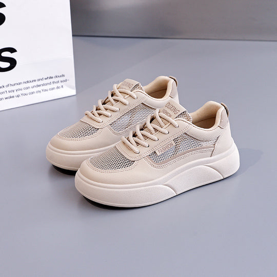 Damen modische Sneakers mit atmungsaktiven Mesh-Einsätzen und hoher Laufsohle EB