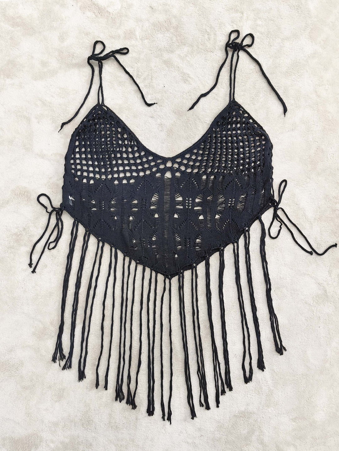 Damen Häkel-Bikinioberteil mit fransigen Details EB