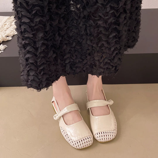 Damen Ballerinas mit modischem Riemchen und elegantem Flechtdetail EB