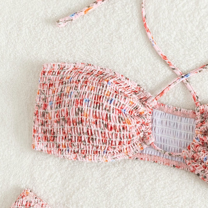 Damen Bandeau-Bikini mit modischem Wickeldesign und raffinierten Rückenschnüren EB