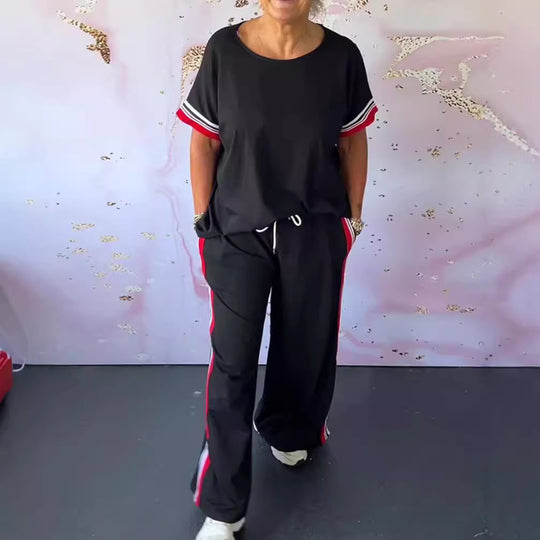 Damen Sportliches Lounge-Set mit Streifen Heidi-Mode