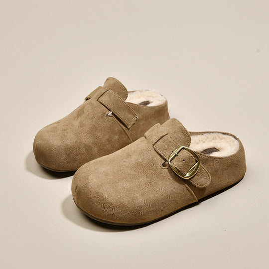 Damen Kuschelige Clogs aus hochwertigem Material mit modischem Schnallenverschluss EB