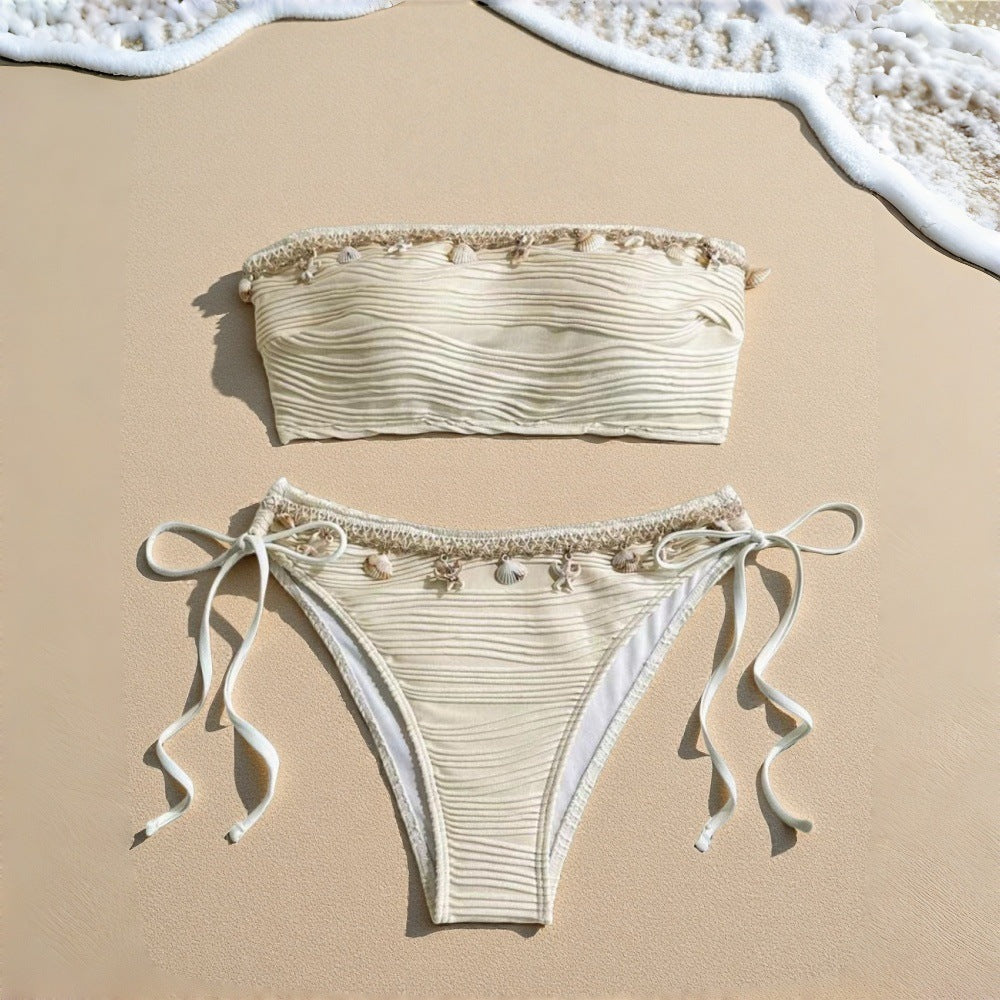 Damen Bandeau-Bikini mit raffinierten Muschel-Details EB