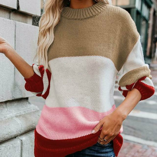 EB | Gestreifter Strickpullover mit Doppelt Naht
