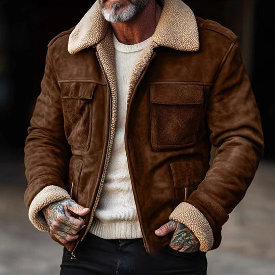 Herren stylischer jacke mit warmem Futter EB