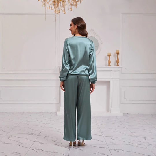 Damen Satin Freizeitanzug mit weitem Schnitt und eleganten Details EB