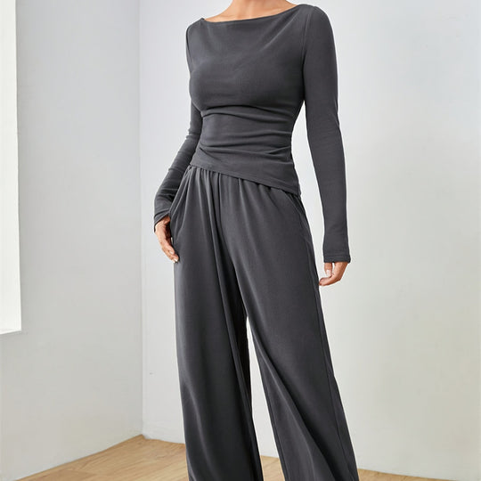 Damen Lässiges Oberteil und weite Hose Set EB