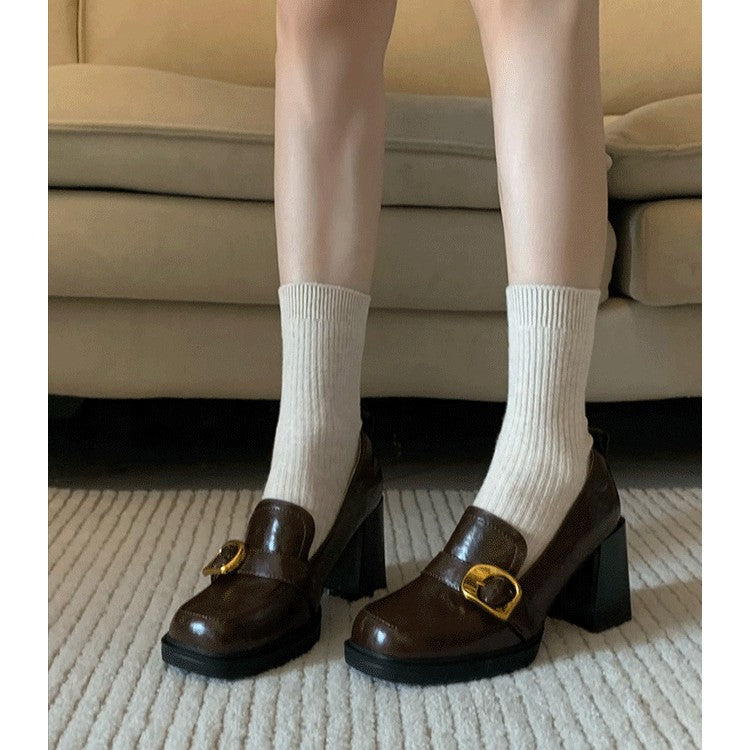 Damen elegante Plateaupumps mit schickem Schnallenakzent EB