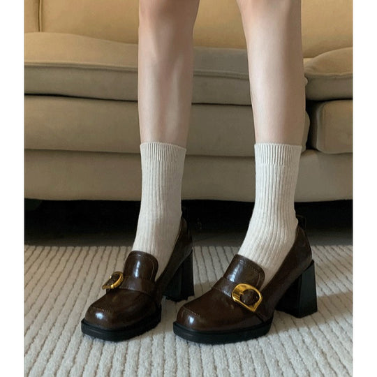 Damen elegante Plateaupumps mit schickem Schnallenakzent EB