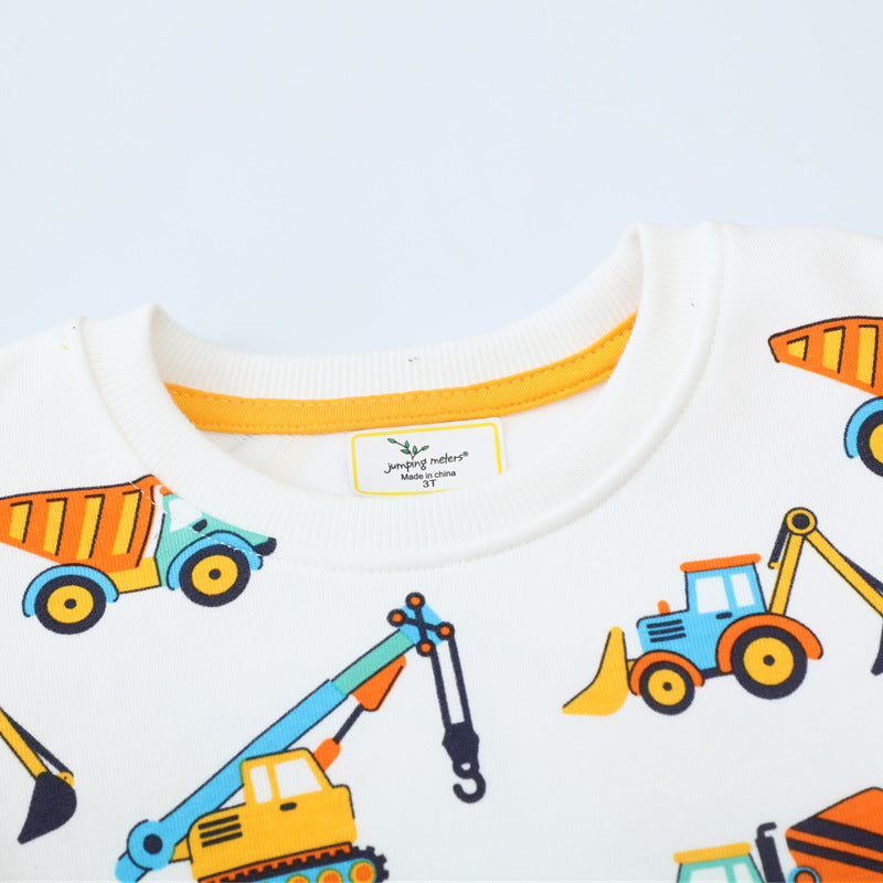 Jungen Sweatshirt mit buntem Baustellenfahrzeug-Design EB