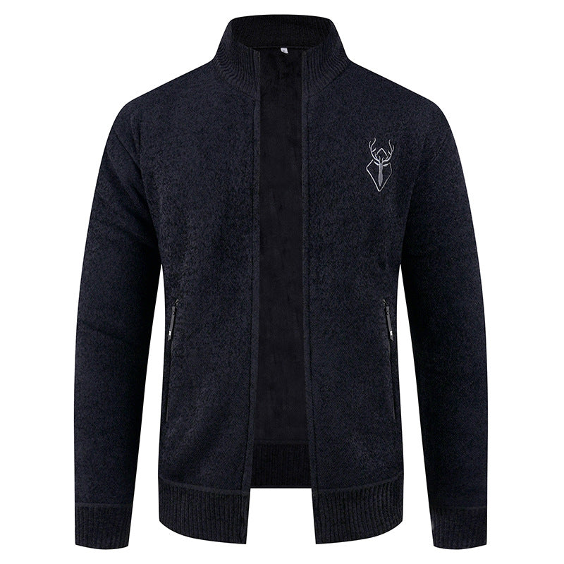 Herren Strickjacke mit hohem Kragen und praktischen Reißverschlusstaschen EB
