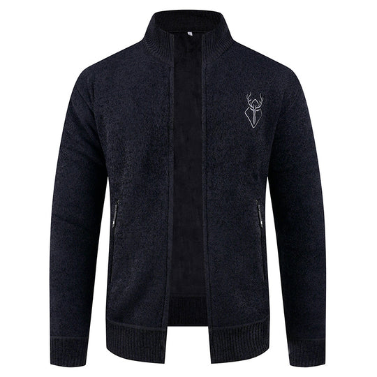 Herren Strickjacke mit hohem Kragen und praktischen Reißverschlusstaschen EB