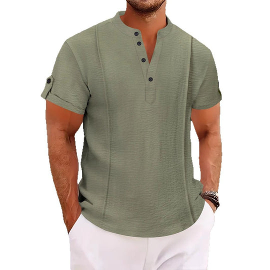 Herren Kurzarm Hemd mit eleganter Knopfleiste und strukturiertem Design EB