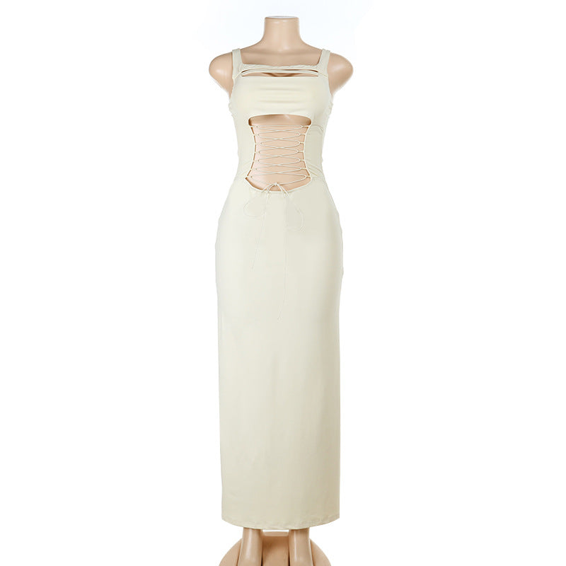 Damen Maxikleid mit raffiniertem Cut-Out und detailreicher Schnürung EB