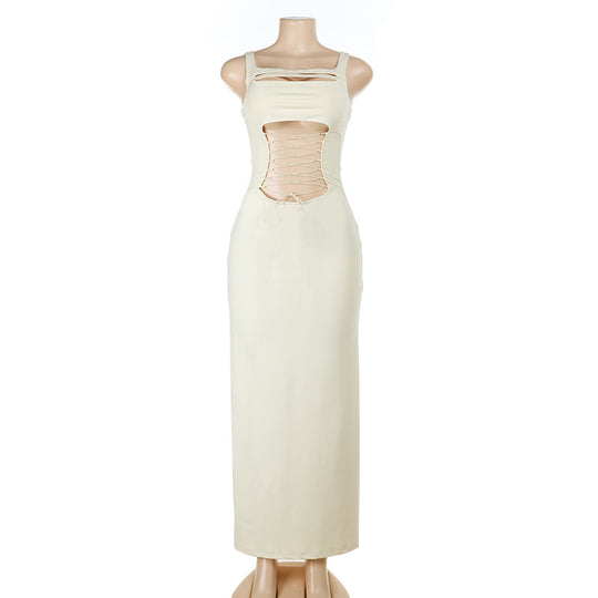 Damen Maxikleid mit raffiniertem Cut-Out-Design und attraktiver Schnürung EB