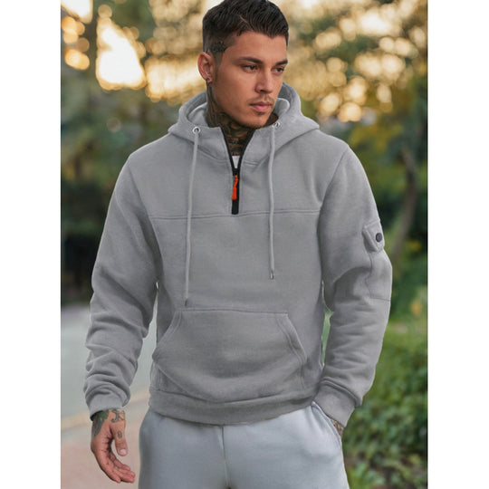 Herren Funktionaler Kapuzenpullover mit Halbreißverschluss und Seitentaschen EB