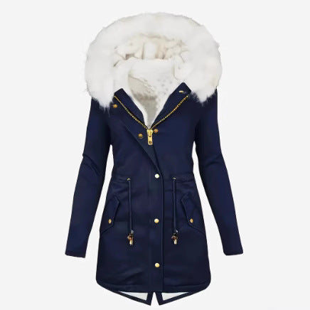 Damen gefütterte Winterjacke mit abnehmbarer Kapuze EB